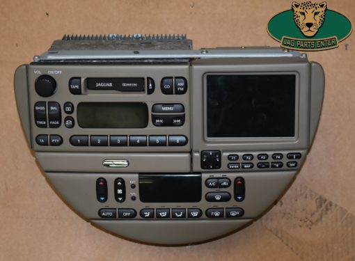 Radio-, navigatie- en verwarmingspaneel Jaguar S-Type, '99 - '02.